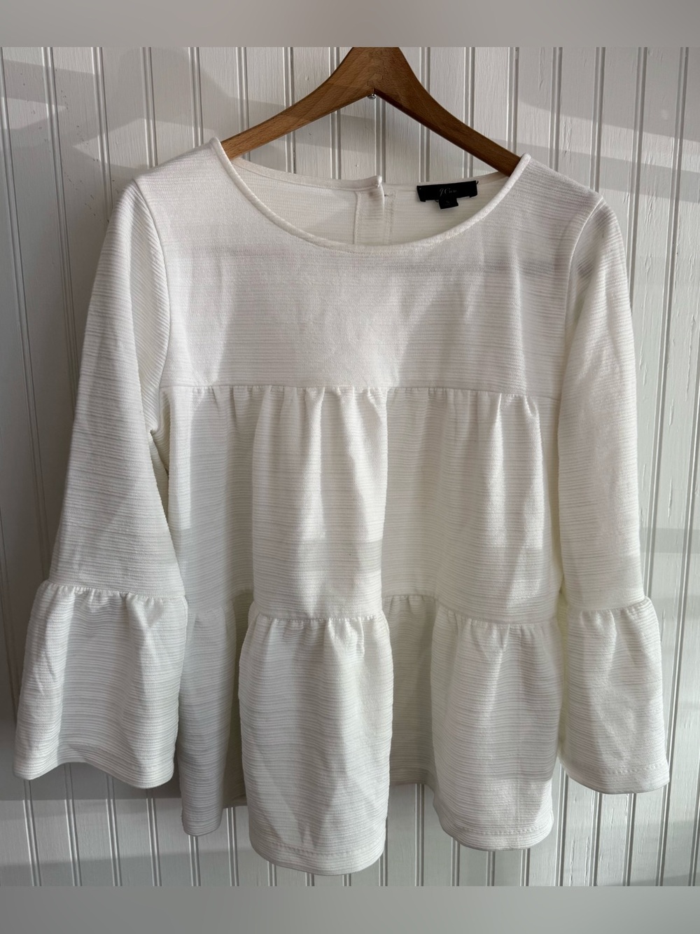 J. Crew White Bell Sleeve Top Size Small
